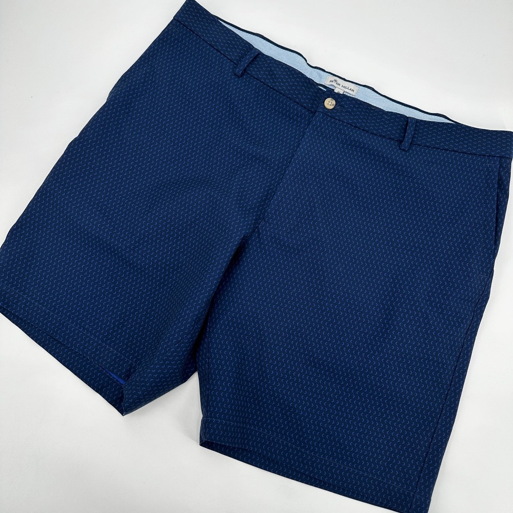 Peter Millar Mens Navy Blue Geometric Performance‎ Golf Shorts Size 40 Stretch